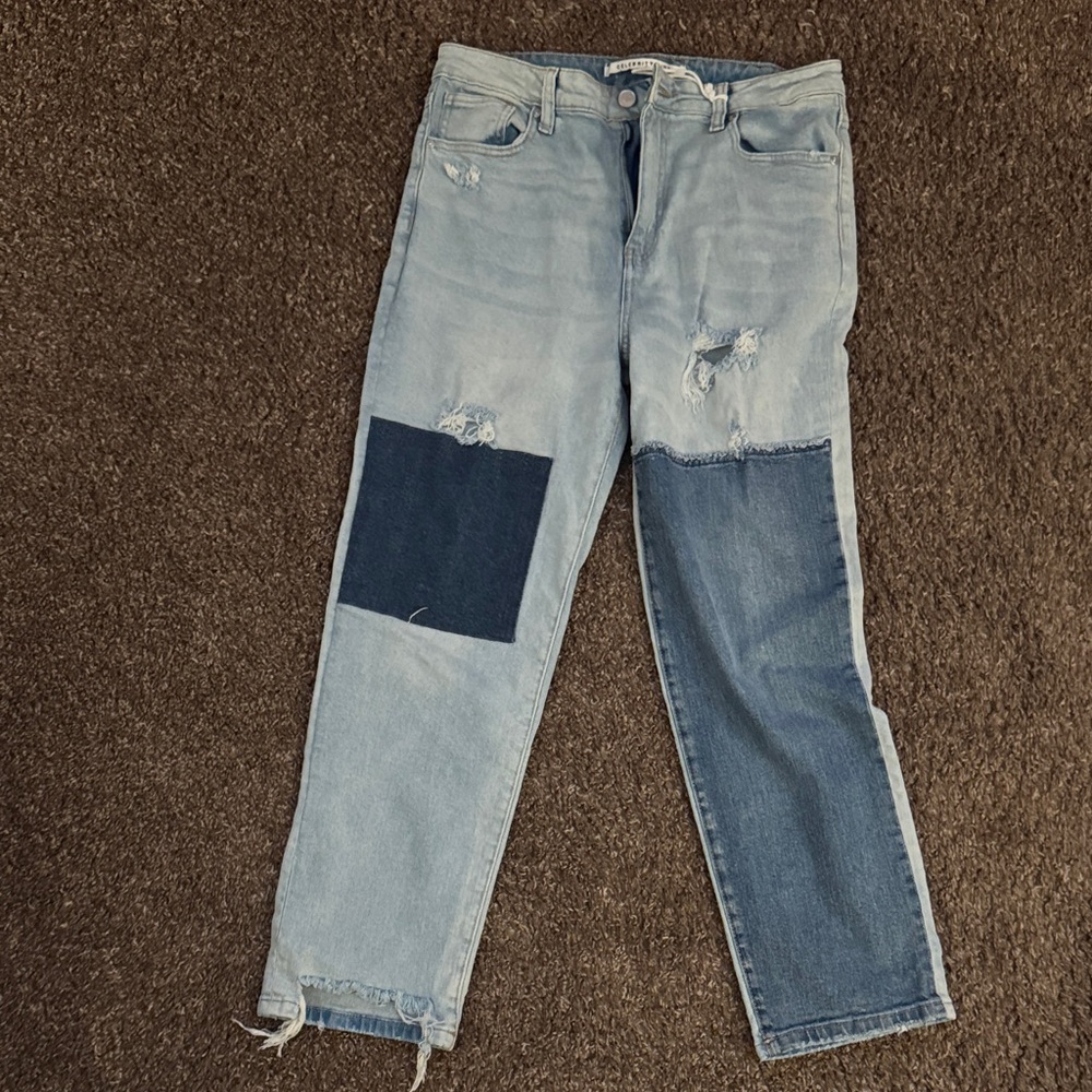 Celebrity Pink Two-Tone Light Wash Straight Leg Jeans